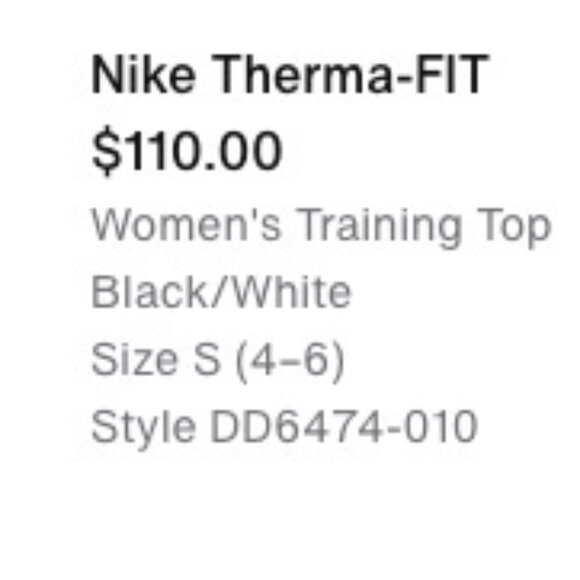 Nike Therma-FIT top, Size S, Black/White - Picture 4 of 4